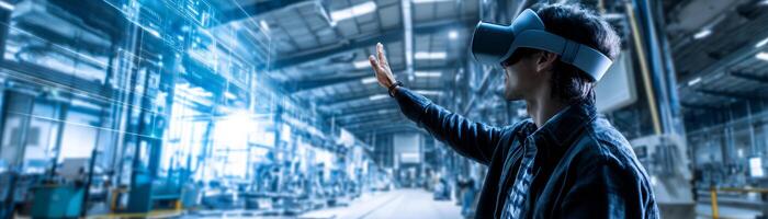 Innovative business solutions virtual reality experience industrial setting photo