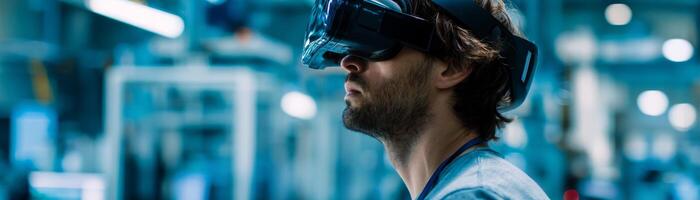 Innovative business strategies virtual reality technology office close-up photo