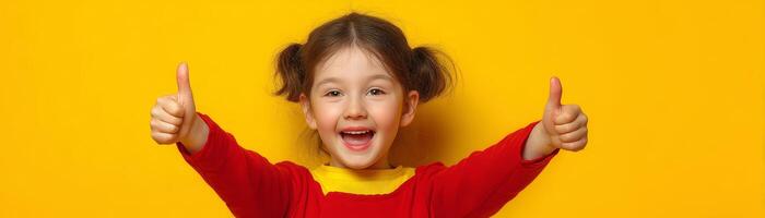Joyful little girl in bright clothes indoor setting portrait style photo