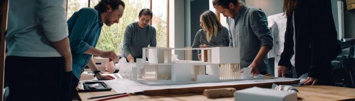 Modern office teamwork bright space for design collaboration photo