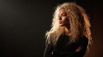 Model posing dramatically in studio portrait photography creative lighting photo