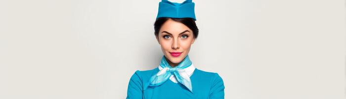 Airline crew member portrait studio professional photography stylish close-up photo