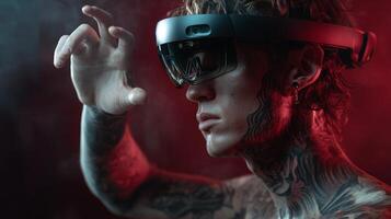 Virtual reality experience urban studio portrait photography dramatic lighting photo