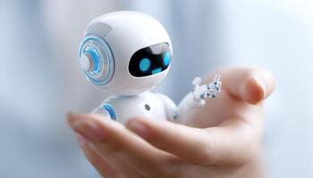 Innovative robot interaction future tech lab digital content indoor close-up photo