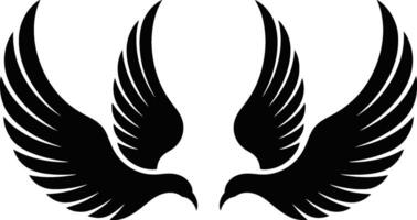 Symmetrical bird wings black silhouette illustration graphic design element symbol vector