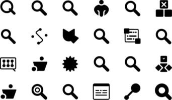 Collection of various search and user interface black icons for web design vector
