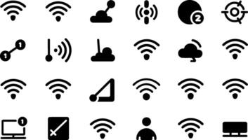 Black and white set of modern technology and connectivity icons vector