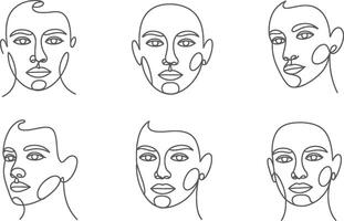 Minimalist faces line art illustration with a continuous outline style vector