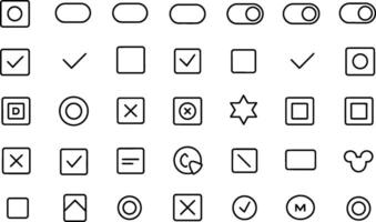 Minimalist outline icon set collection for user interface design elements vector