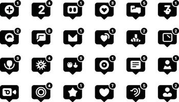Social media notification icons set with different message counter numbers vector
