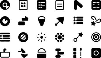 Collection of various black silhouette icons for user interface design and development vector