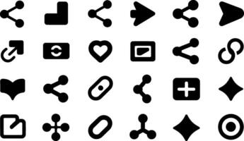 Collection of minimalist black and white icon set for ui and ux design vector