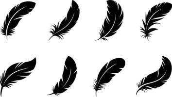 Feather silhouette set collection isolated on white background graphic design vector