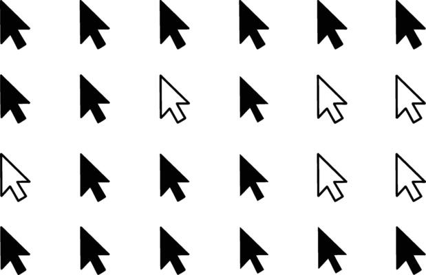 Arrow pointer icon pattern in black and white for user interface design