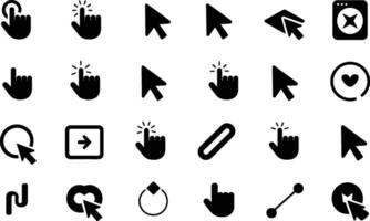 Collection of black and white cursor and pointer icons for website or application design vector