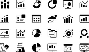 Business and finance report data analytics chart and diagram icon set vector