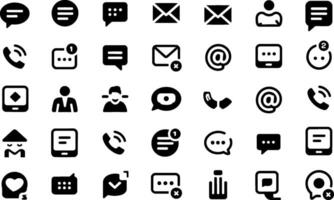 Black silhouette communication icon set for web design and mobile interface vector