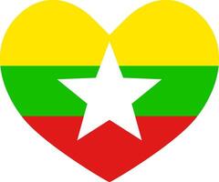 Myanmar heart shaped icon flag illustrator national vector