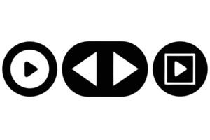 Sleek Black and White Play, Rewind, and Fast-Forward Media Control Icons for Digital Interface Design vector