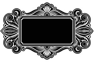 Elegant Black and White Ornate Frame with Flourishes, Perfect for Vintage Design Projects, Adding a Classic and Sophisticated Touch vector