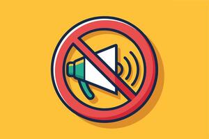 Vibrant No Sound Illustration A Prohibitive Symbol Against Noise Pollution on a Yellow Background - Professional digital artwork with vibrant colors and detailed composition vector