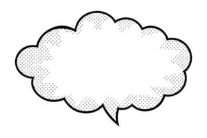 Blank Comic Book Style Speech Bubble, Cloud Shape, Halftone Pattern, Empty Text Box, Retro Design Element, Isolated on White Background, for Creative Projects vector