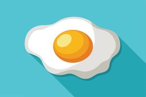 Delicious Fried Egg with Sunny-Side Up Yolk on a Turquoise Background A Simple, Appealing Food Illustration vector