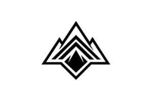Majestic Black Mountain Peak Logo Design Abstract Geometric Symbol of Serene Nature, Ideal for Brand Identity vector