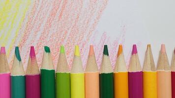 Vibrant Colored Pencils Creating Artistic Patterns in a Modern Office Setting video