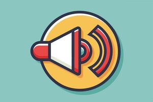 Vibrant Retro Megaphone Announcing Important News with Sound Waves on Teal Background - Professional digital artwork with vibrant colors and detailed composition vector