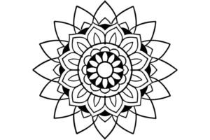 Serene Black and White Mandala Design Intricate Circular Flower Pattern for Coloring, Meditation, and Spiritual Art vector