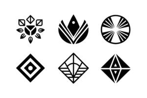 Six Striking Black and White Geometric Abstract Designs, Perfect for Modern Branding and Minimalist Aesthetics vector