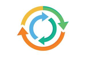Vibrant Circular Arrows Illustrating Continuous Process, Seamless Workflow, and Positive Cycle on White Background - Professional digital artwork with vibrant colors and detailed composition vector