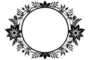 Elegant Black and White Floral Circle Frame for Wedding Invitations, Elegant Design, Romantic Mood, Perfect for Digital or Print Projects vector