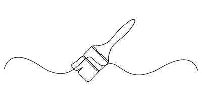 Continuous single line drawing of paint brush graphic illustration vector