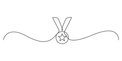 Award badge continuous one line drawing graphic illustration vector