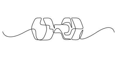 Continuous single line drawing of dumbbells. Sport equipment in one linear style. Design element for poster, banner, flyer. Sport, workout, wellness. Graphic illustration vector