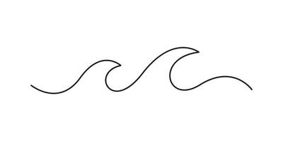 Continuous one line drawing of ocean or sea wave graphic illustration vector