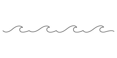 Continuous single line drawing of ocean wave graphic illustration vector