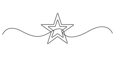 Star continuous one line drawing. Single line art Christmas star graphic illustration vector