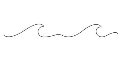 Continuous one line drawing of ocean wave graphic illustration vector