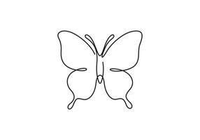 Continuous single line drawing of butterfly. One line art butterfly for poster, banner, flyer, spa, graphic illustration vector