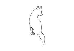 Continuous one line drawing of fox. Wild animal single line art graphic illustration vector