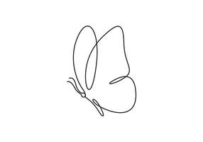 Continuous one line drawing of butterfly. Single line art butterfly for poster, banner, flyer, spa, graphic illustration vector
