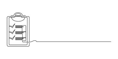 Graphic illustration of clipboard with check mark continuous single line drawing vector