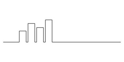 Growing graph in one continuous line drawing style. Line art business chart icon. Graphic illustration vector