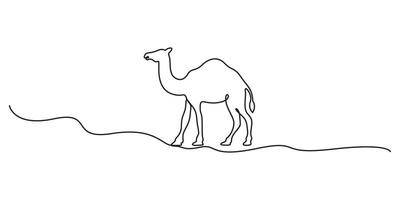 Standing camel continuous single line art graphic illustration vector