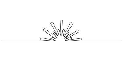 Continuous one line drawing of sun. One line sunshine outline icon. Travel sun doodle hand abstract line sketch weather logo silhouette element sunrise simple linear style graphic illustration vector