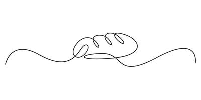 Continuous one line drawing of bread. Thin line art white background graphic illustration vector