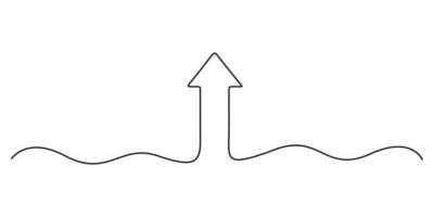 Arrow pointing right, Continuous one line drawing of upward arrow. One line art Arrow pointing right, white background. Arrow pointing right, icon. Graphic illustration vector